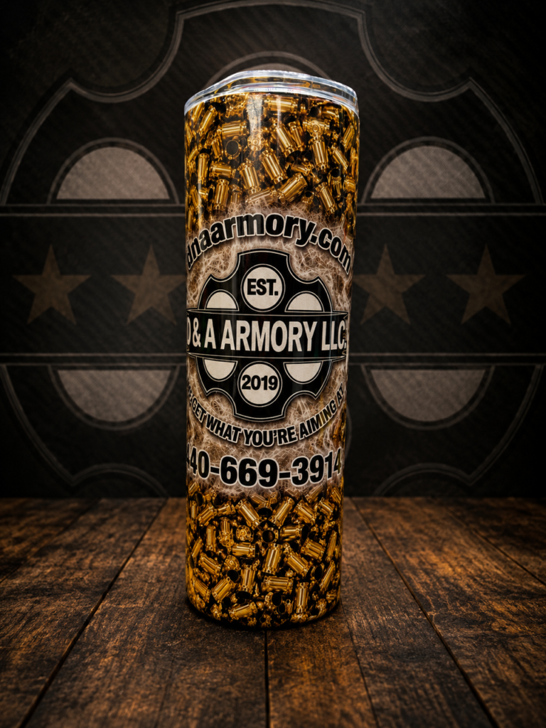 D&A Armory Brass Casing 20oz Tumbler